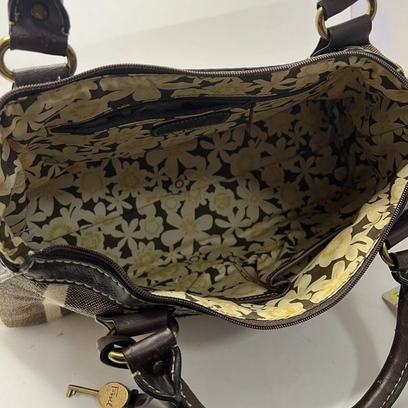 Fossil Reedan Stripe Deadstock Vintage Y2K Striped Satchel Bag Purse Woven - Picture 14 of 16